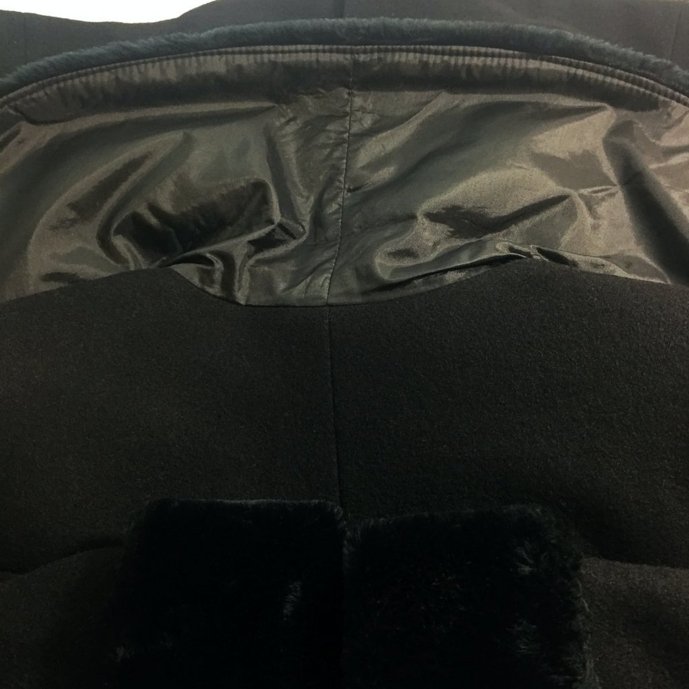 EX+ VTG 30s Style WOOL COAT Faux Fur Cuffs Oversize Collar Fit & Flare STUNNING - Picture 7 of 15